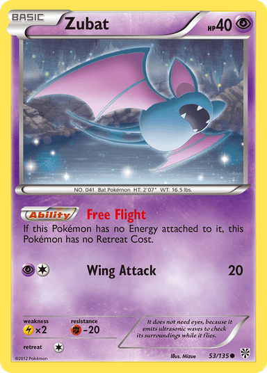 Carta Zubat 53/135 do set Plasma Storm — Pokémon TCG | Bynx