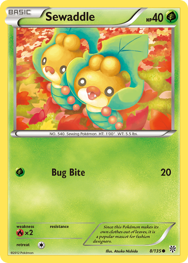 Carta Sewaddle 8/135 do set Plasma Storm — Pokémon TCG | Bynx