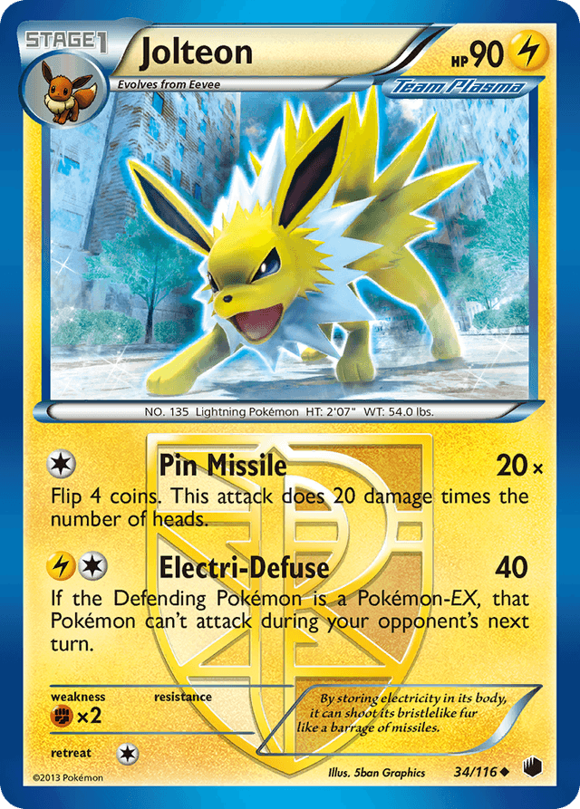Carta Jolteon 34/116 do set Plasma Freeze — Pokémon TCG | Bynx