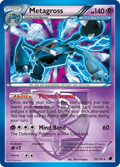 Carta Metagross 52/116 do set Plasma Freeze — Pokémon TCG | Bynx