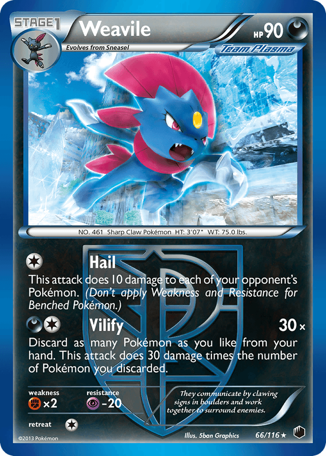 Carta Weavile 66/116 do set Plasma Freeze — Pokémon TCG | Bynx
