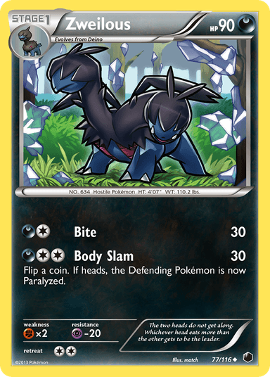 Carta Zweilous 77/116 do set Plasma Freeze — Pokémon TCG | Bynx