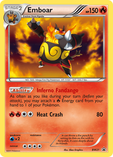 Carta Emboar BW21/101 do set BW Black Star Promos — Pokémon TCG | Bynx