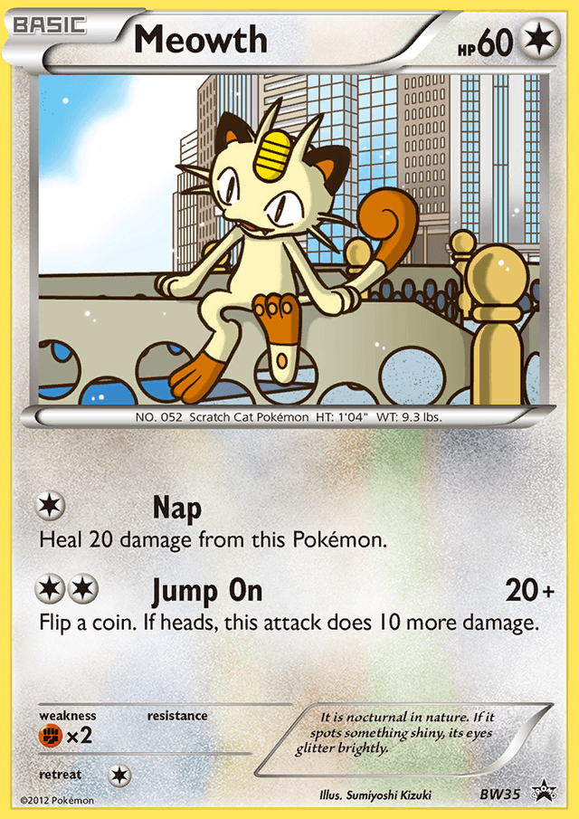 Carta Meowth BW35/101 do set BW Black Star Promos — Pokémon TCG | Bynx