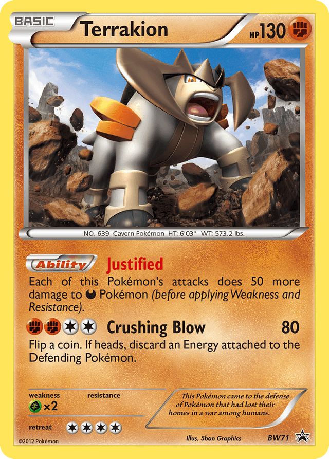 Carta Terrakion BW71/101 do set BW Black Star Promos — Pokémon TCG | Bynx