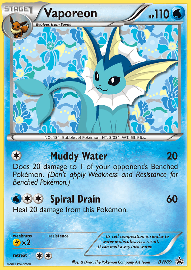 Carta Vaporeon BW89/101 do set BW Black Star Promos — Pokémon TCG | Bynx