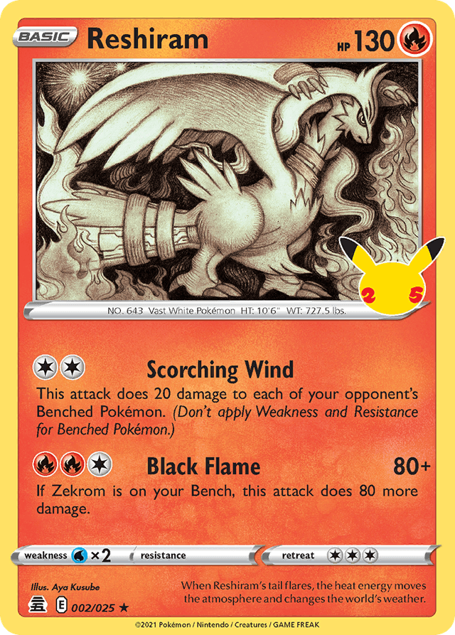 Carta Reshiram 2/25 do set Celebrations — Pokémon TCG | Bynx