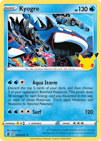 Carta Kyogre 3/25 do set Celebrations — Pokémon TCG | Bynx