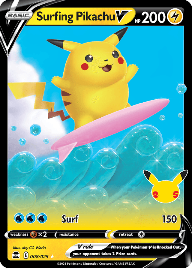 Carta Surfing Pikachu V 8/25 do set Celebrations — Pokémon TCG | Bynx