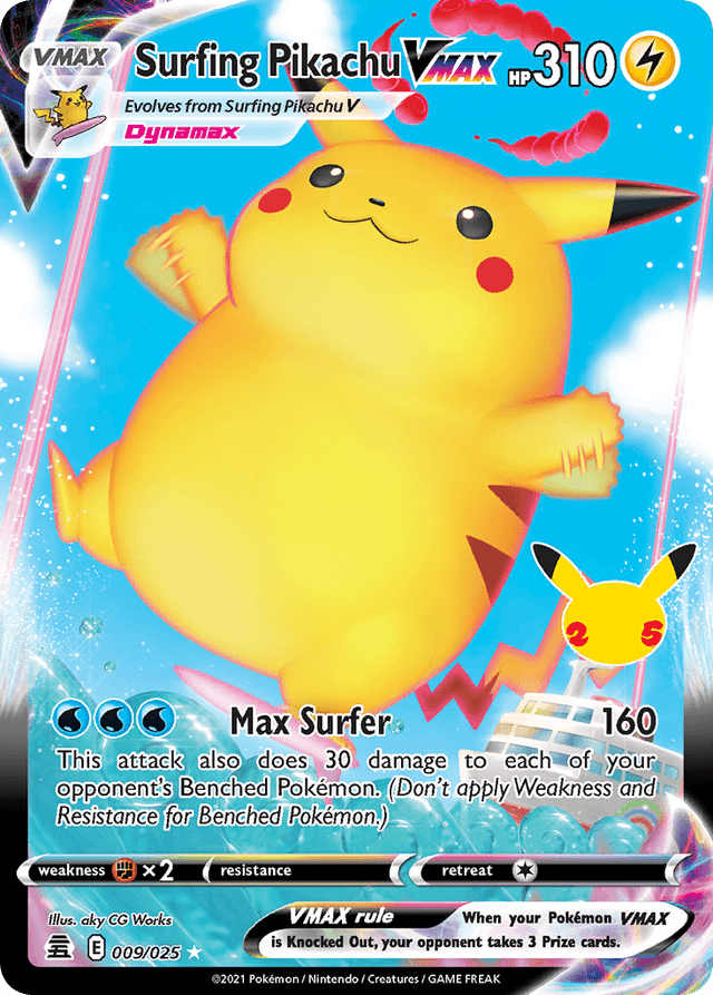 Carta Surfing Pikachu VMAX 9/25 do set Celebrations — Pokémon TCG | Bynx