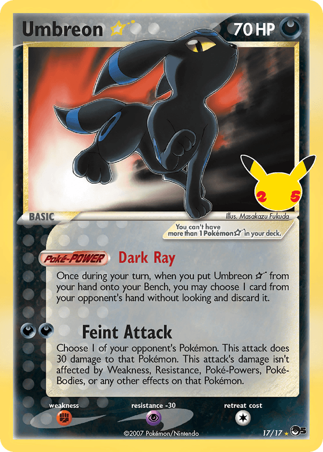 Carta Umbreon ★ 17/25 do set Celebrations: Classic Collection — Pokémon TCG | Bynx