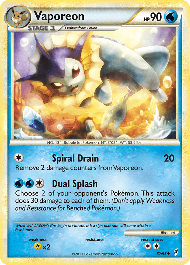 Carta Vaporeon 52/95 do set Call of Legends — Pokémon TCG | Bynx