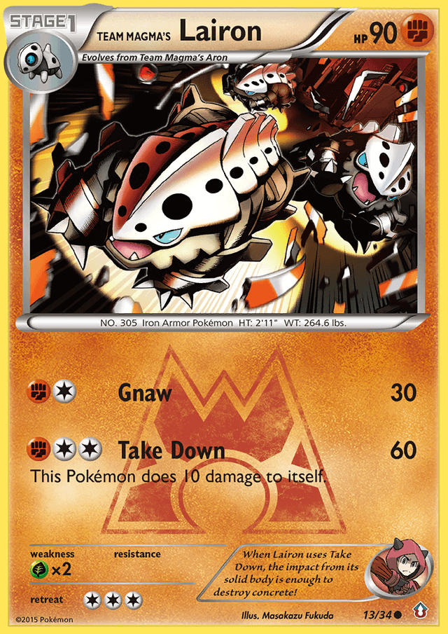Carta Team Magma's Lairon 13/34 do set Double Crisis — Pokémon TCG | Bynx