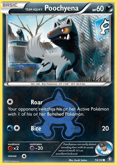 Carta Team Aqua's Poochyena 16/34 do set Double Crisis — Pokémon TCG | Bynx