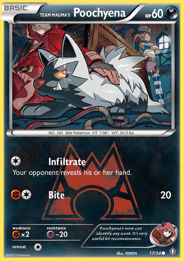 Carta Team Magma's Poochyena 17/34 do set Double Crisis — Pokémon TCG | Bynx