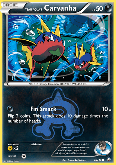 Carta Team Aqua's Carvanha 20/34 do set Double Crisis — Pokémon TCG | Bynx