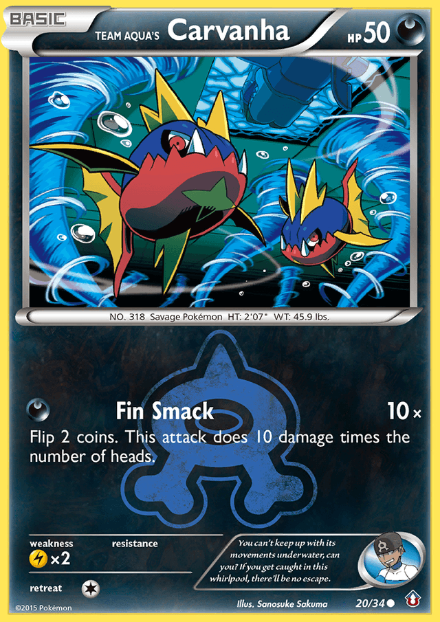 Carta Team Aqua's Carvanha 20/34 do set Double Crisis — Pokémon TCG | Bynx