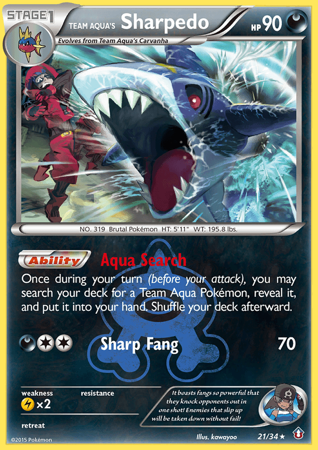 Carta Team Aqua's Sharpedo 21/34 do set Double Crisis — Pokémon TCG | Bynx