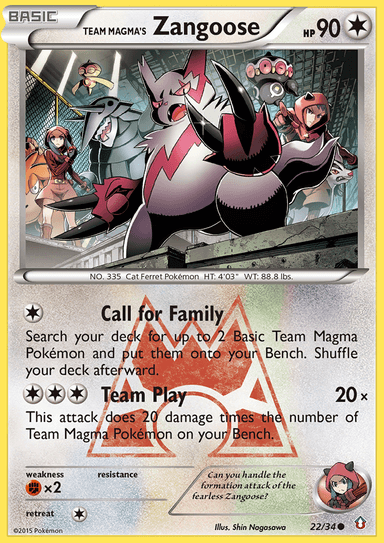 Carta Team Magma's Zangoose 22/34 do set Double Crisis — Pokémon TCG | Bynx