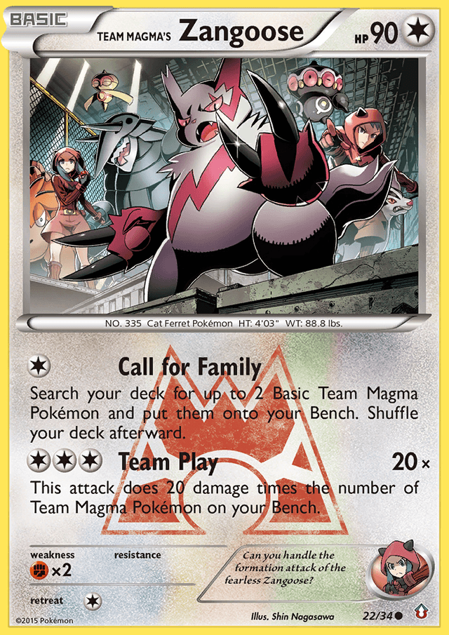 Carta Team Magma's Zangoose 22/34 do set Double Crisis — Pokémon TCG | Bynx