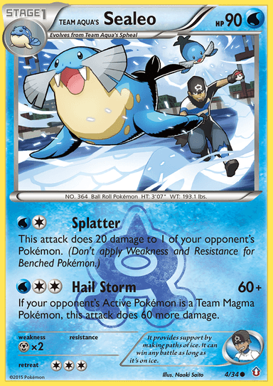 Carta Team Aqua's Sealeo 4/34 do set Double Crisis — Pokémon TCG | Bynx