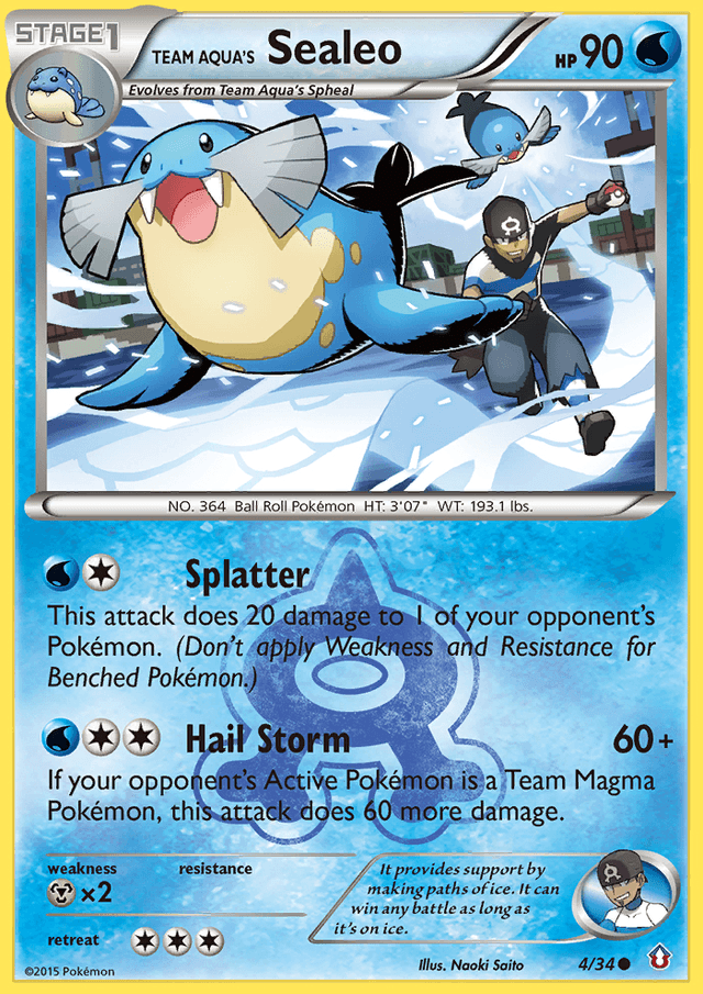 Carta Team Aqua's Sealeo 4/34 do set Double Crisis — Pokémon TCG | Bynx