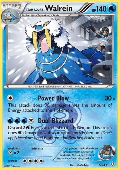 Carta Team Aqua's Walrein 5/34 do set Double Crisis — Pokémon TCG | Bynx