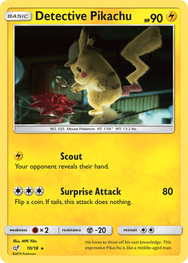 Carta Detective Pikachu 10/18 do set Detective Pikachu — Pokémon TCG | Bynx