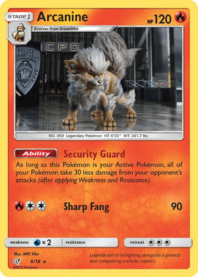 Carta Arcanine 6/18 do set Detective Pikachu — Pokémon TCG | Bynx