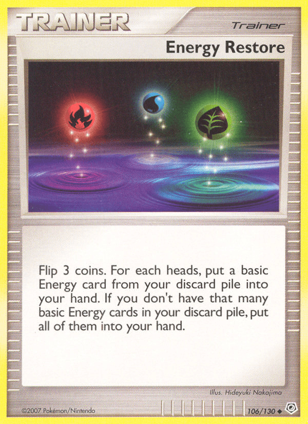 Carta Energy Restore 106/130 do set Diamond & Pearl — Pokémon TCG | Bynx