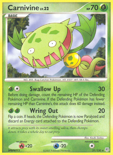 Carta Carnivine 21/130 do set Diamond & Pearl — Pokémon TCG | Bynx