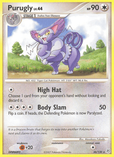 Carta Purugly 36/130 do set Diamond & Pearl — Pokémon TCG | Bynx