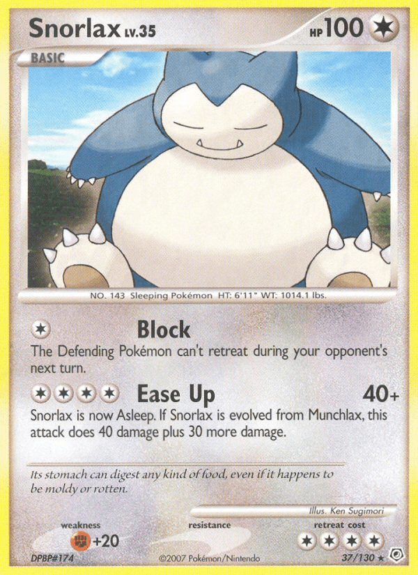 Carta Snorlax 37/130 do set Diamond & Pearl — Pokémon TCG | Bynx