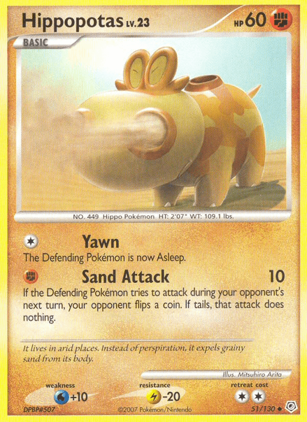 Carta Hippopotas 51/130 do set Diamond & Pearl — Pokémon TCG | Bynx