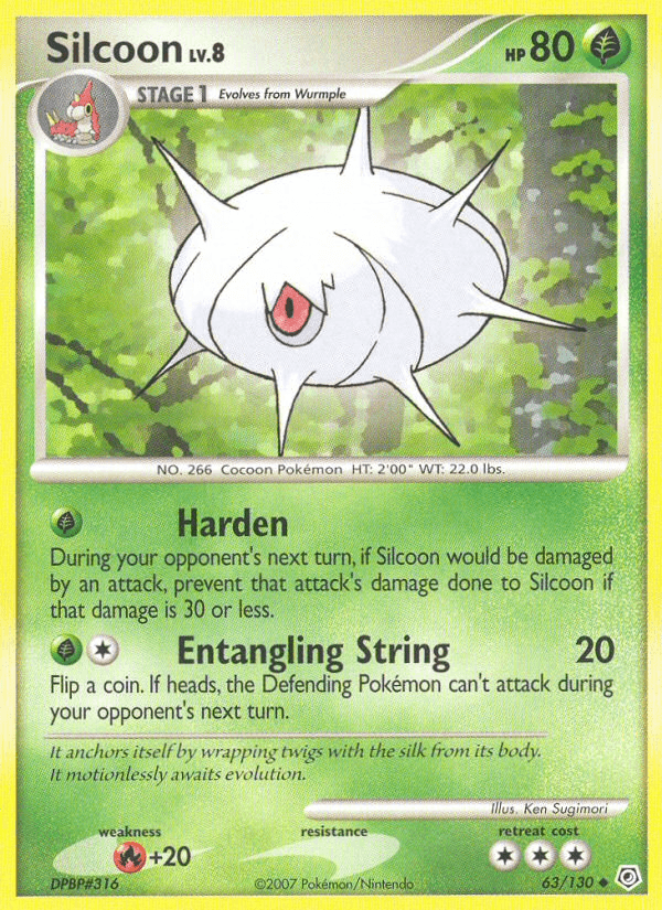 Carta Silcoon 63/130 do set Diamond & Pearl — Pokémon TCG | Bynx
