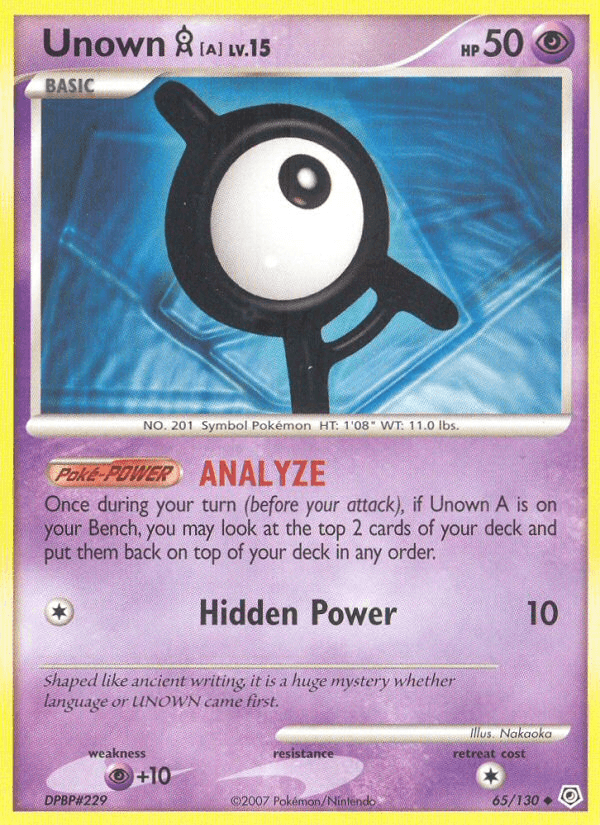 Carta Unown [A] 65/130 do set Diamond & Pearl — Pokémon TCG | Bynx