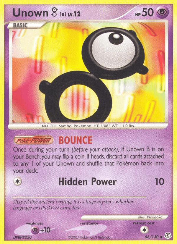 Carta Unown [B] 66/130 do set Diamond & Pearl — Pokémon TCG | Bynx