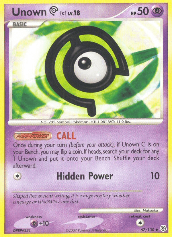 Carta Unown [C] 67/130 do set Diamond & Pearl — Pokémon TCG | Bynx