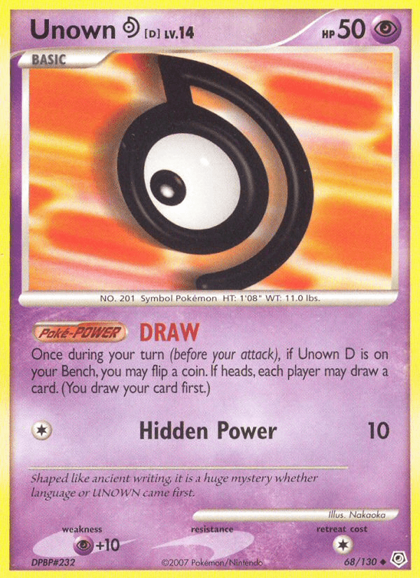 Carta Unown [D] 68/130 do set Diamond & Pearl — Pokémon TCG | Bynx