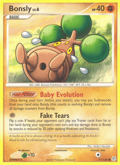 Carta Bonsly 71/130 do set Diamond & Pearl — Pokémon TCG | Bynx