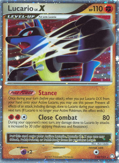 Carta Lucario LV.X 122/123 do set Mysterious Treasures — Pokémon TCG | Bynx