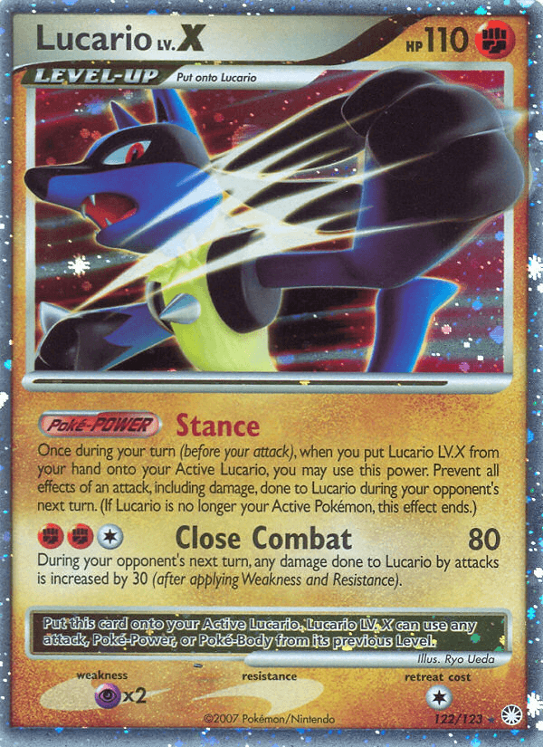 Carta Lucario LV.X 122/123 do set Mysterious Treasures — Pokémon TCG | Bynx