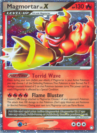 Carta Magmortar LV.X 123/123 do set Mysterious Treasures — Pokémon TCG | Bynx
