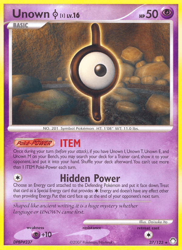Carta Unown [I] 37/123 do set Mysterious Treasures — Pokémon TCG | Bynx