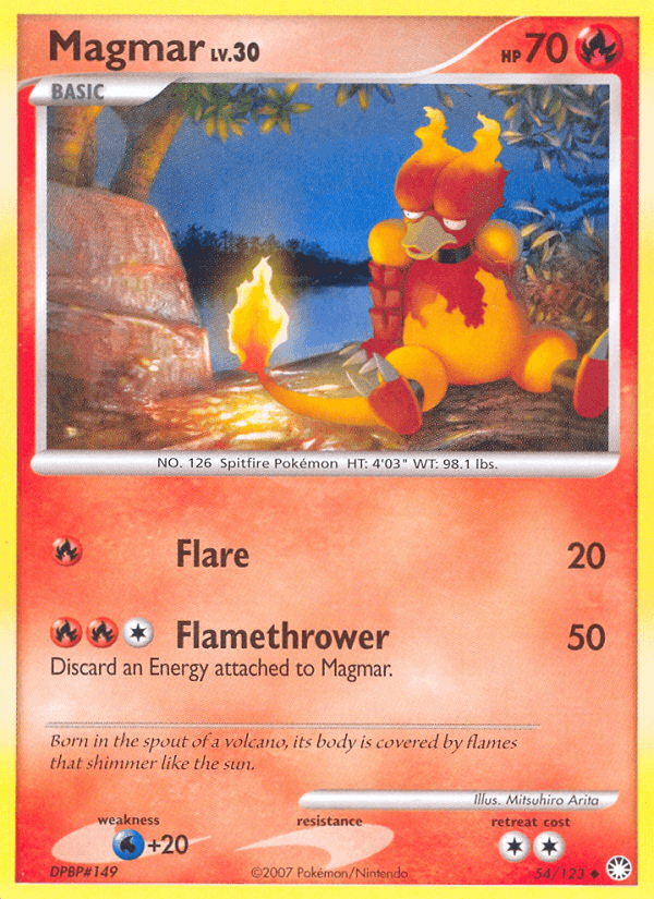 Carta Magmar 54/123 do set Mysterious Treasures — Pokémon TCG | Bynx