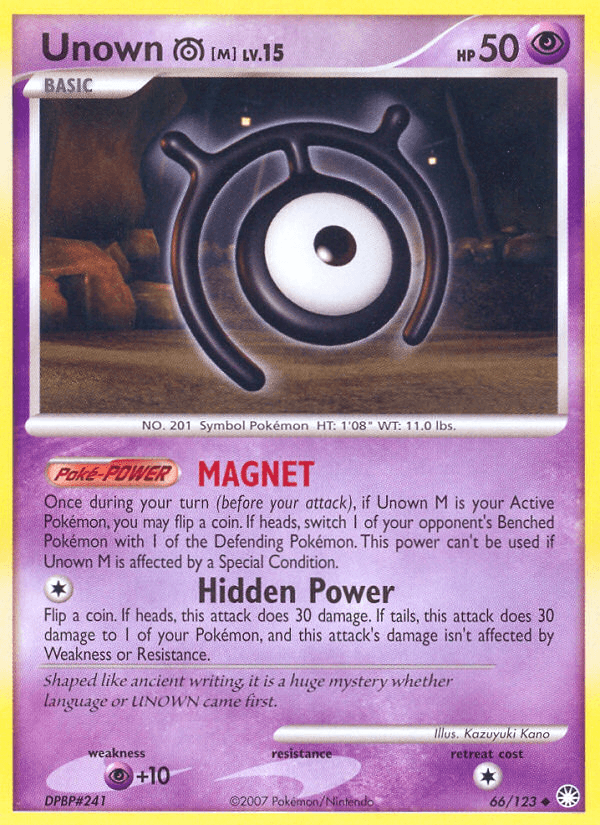 Carta Unown [M] 66/123 do set Mysterious Treasures — Pokémon TCG | Bynx
