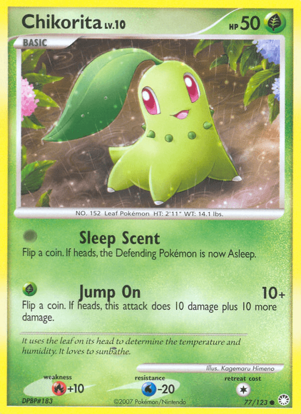 Carta Chikorita 77/123 do set Mysterious Treasures — Pokémon TCG | Bynx