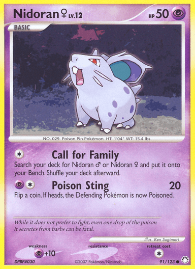 Carta Nidoran ♀ 91/123 do set Mysterious Treasures — Pokémon TCG | Bynx