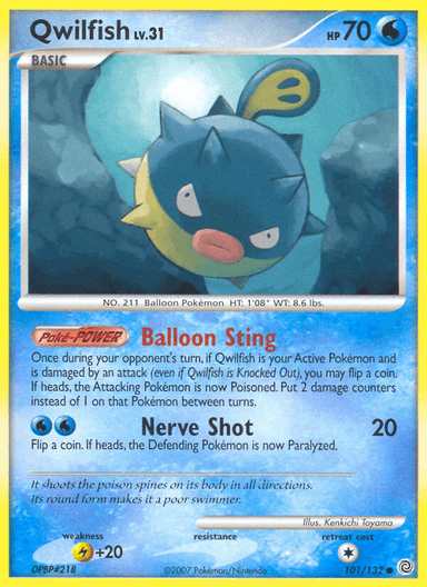Carta Qwilfish 101/132 do set Secret Wonders — Pokémon TCG | Bynx