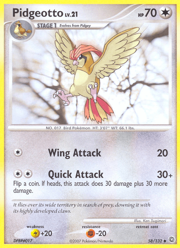Carta Pidgeotto 58/132 do set Secret Wonders — Pokémon TCG | Bynx